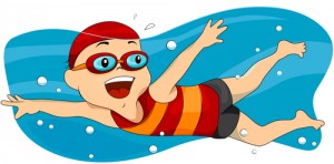 Boy Swimming with Clipping Path